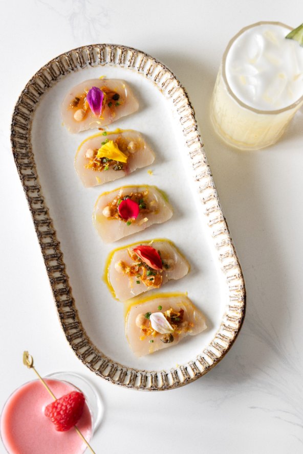 Sashimi Tray and a beverage