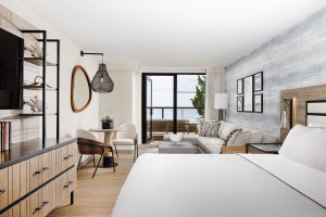 An Oceanfront King room at Gurney's Montauk Resort