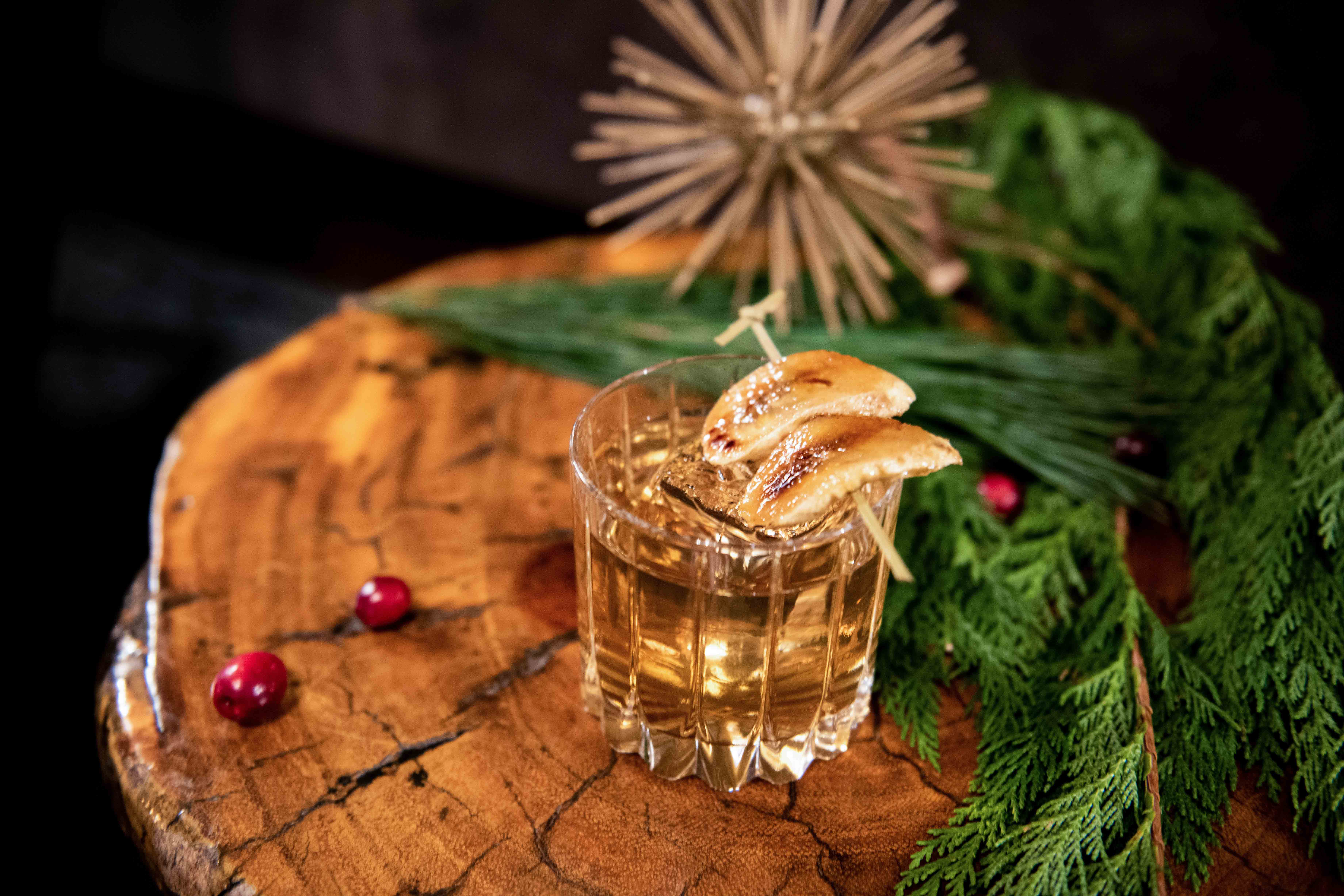 Ten Lords A-Leaping Mezcal and banana liqueur with maple, rosemary, black walnut bitters (Old&nbsp; Fashioned)