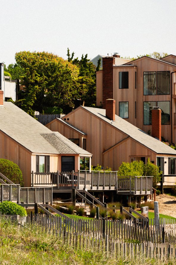 Standalone cottages as viewed from the beach