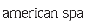 "american spa" logo in lowercase, black font.